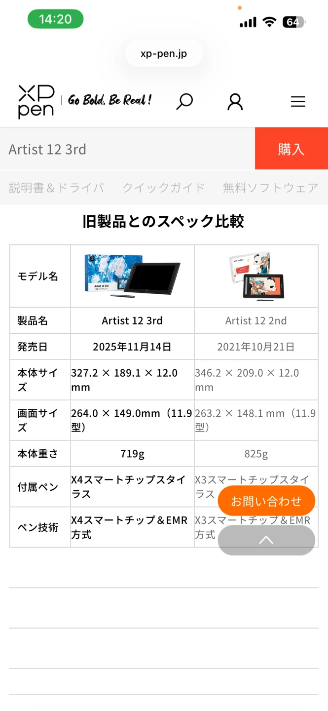 XPPen液晶ペンタブレット Artist 12 3rdの写真4枚目