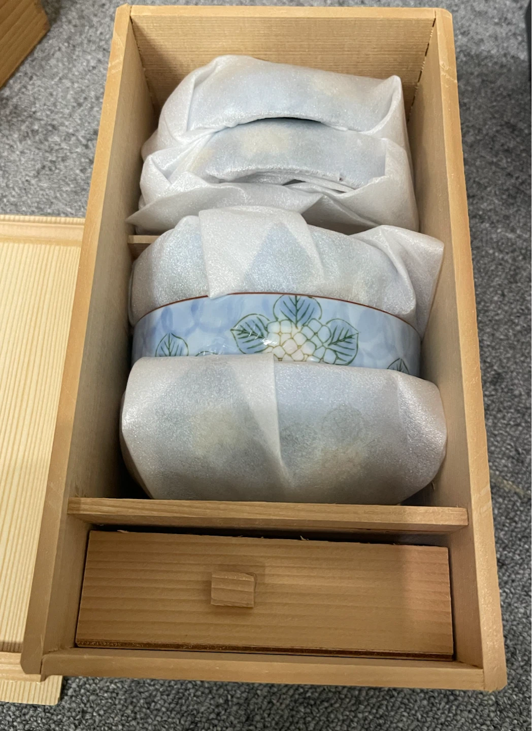 有田焼 清峰作 小鉢 箸置付セット あじさい