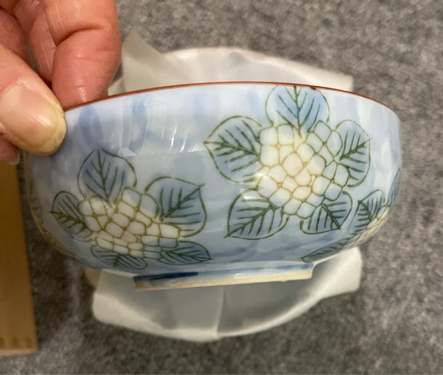 有田焼 清峰作 小鉢 箸置付セット あじさいの写真4枚目