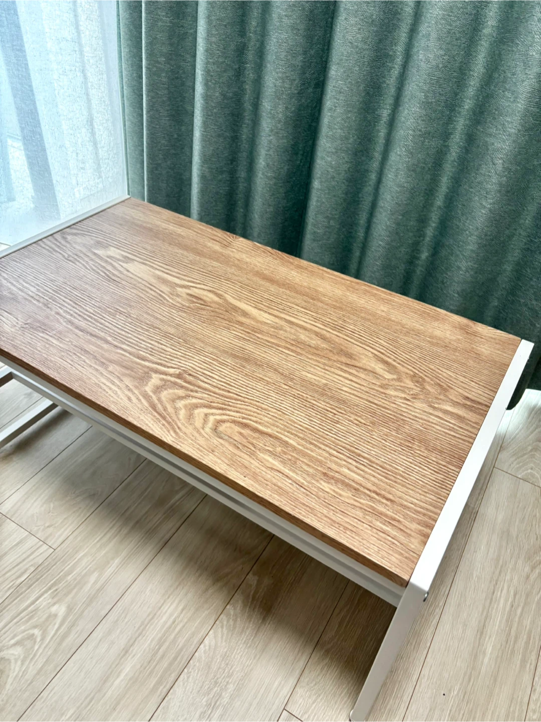 木目調 センターテーブル ローテーブル 収納棚付きの写真2枚目