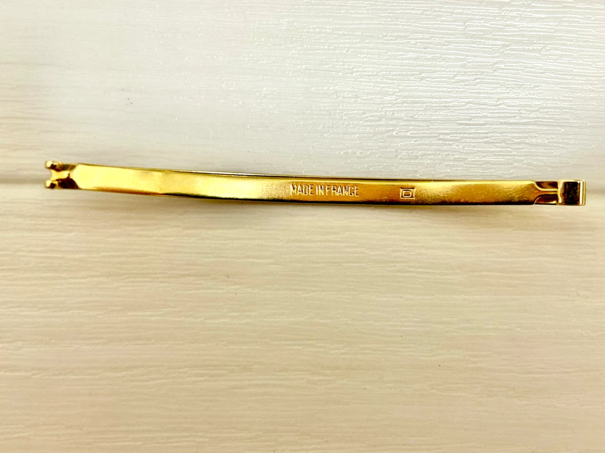 【フランス製】ヴィンテージ風 スリム メタルバレッタ ゴールド（裏面刻印あり）の写真2枚目