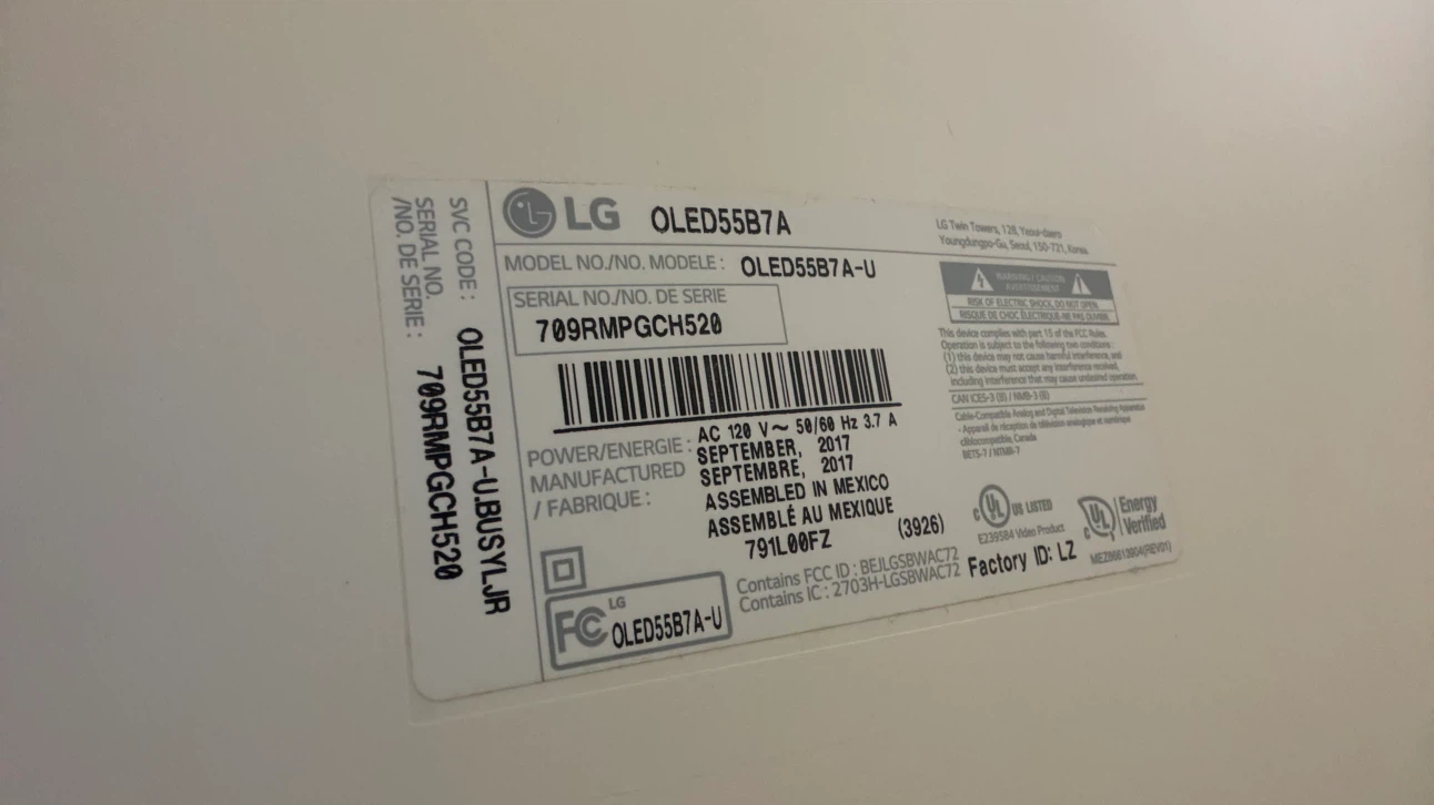 LG 55インチ 有機ELテレビ OLED55B7A（アメリカから持ち帰り品)
