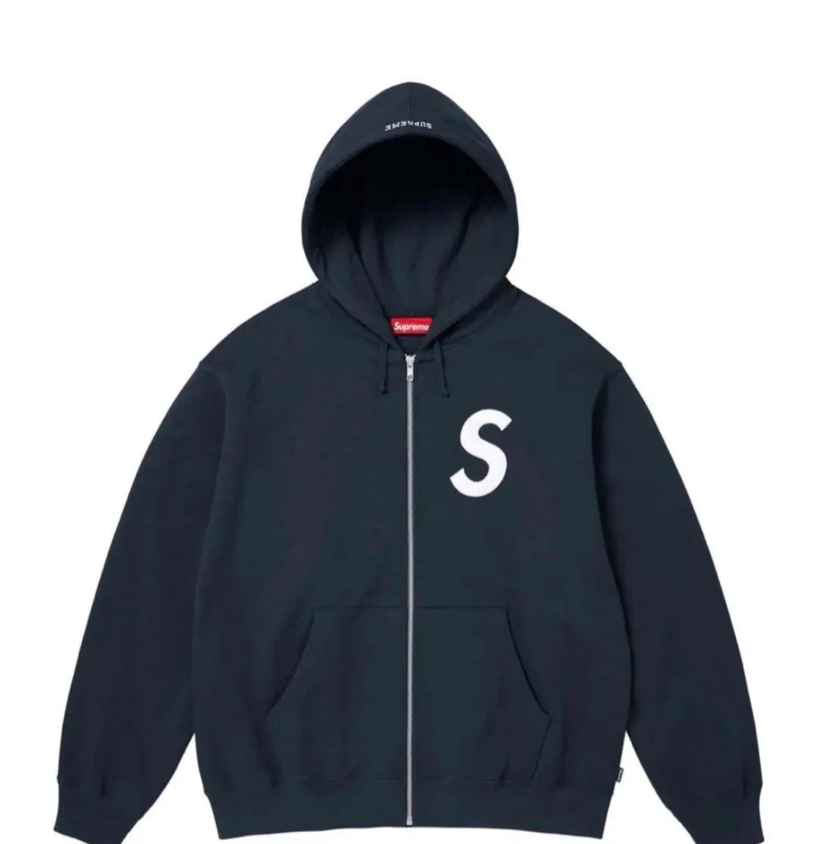 シュプリーム Sロゴ ジップパーカー ブラック navy
