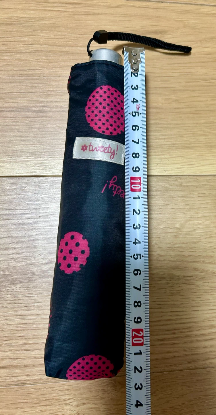 トゥイーティー 折りたたみ傘 ブラック×ピンク