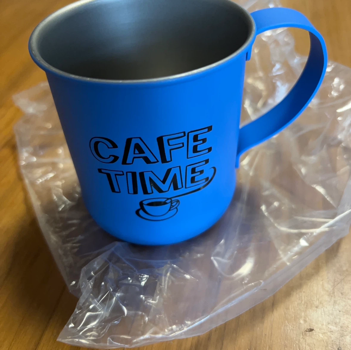 【未使用品】ステンレスマグカップ ブルー CAFE TIMEの写真2枚目