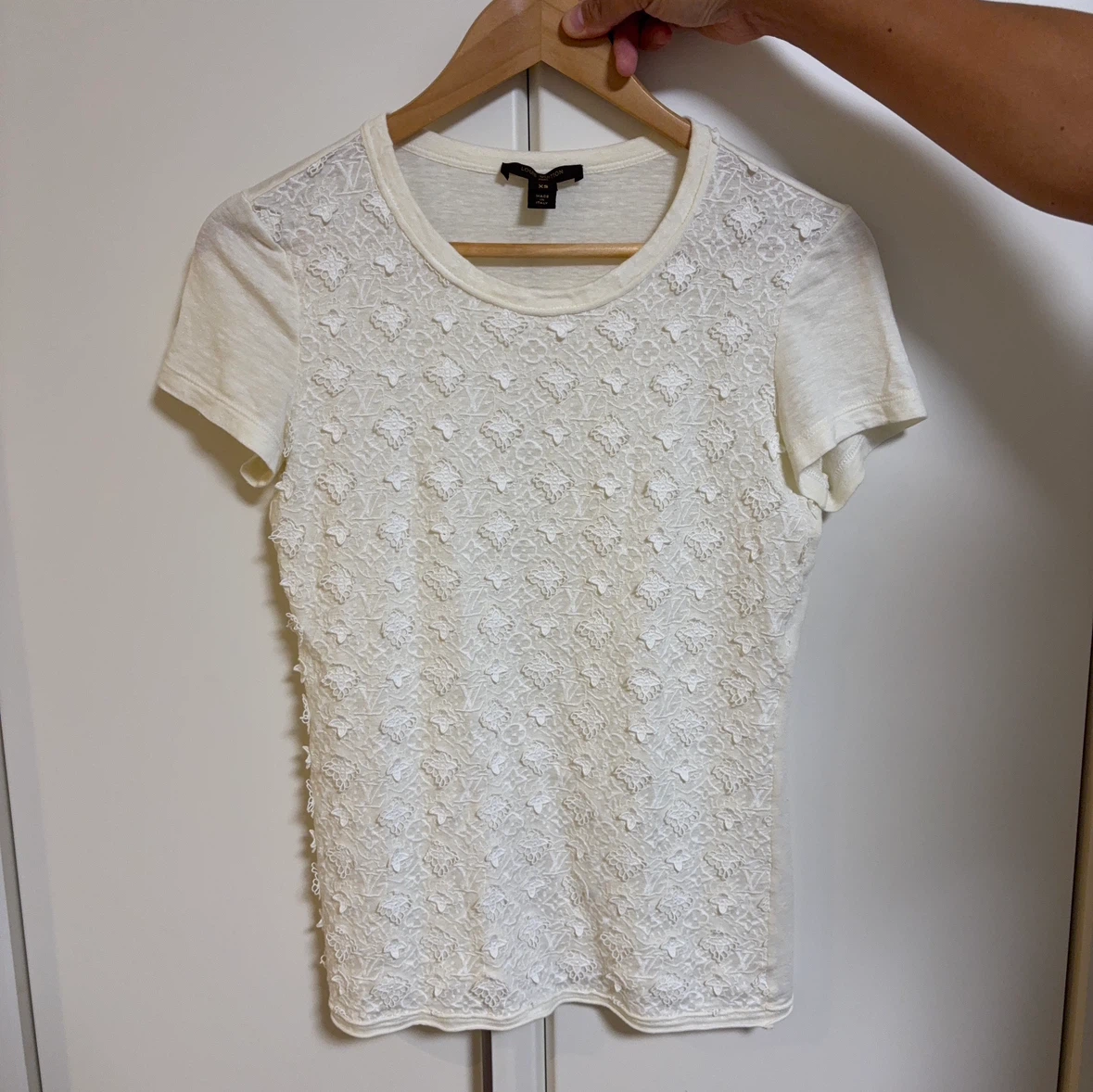 ルイヴィトン モノグラム レースTシャツ ホワイト XS