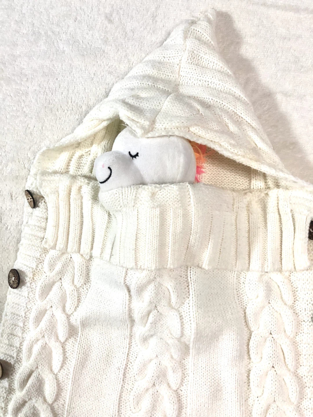👶✨ベビー用 ニットおくるみ ホワイト🌟✨の写真4枚目