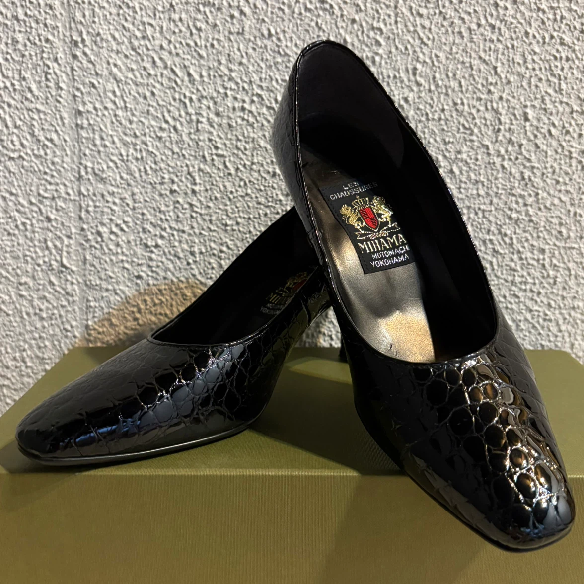 MIHAMA ミハマ パンプス ブラック クロコ型押し