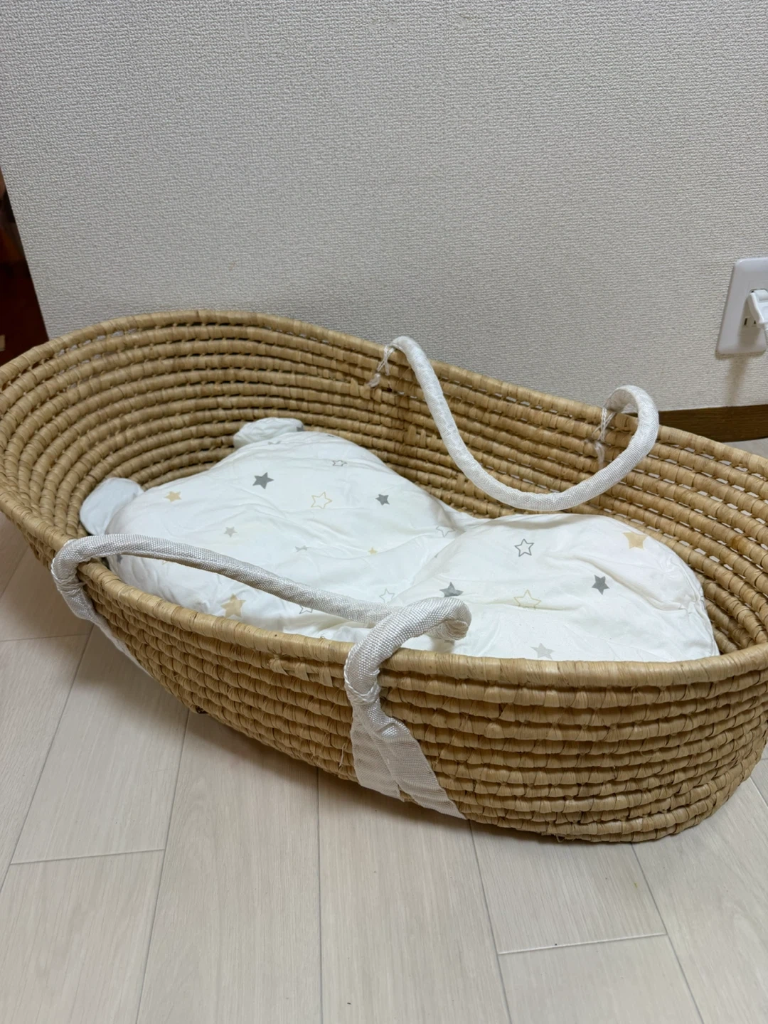 美品☆puppapupoクーファン ベビーベッド スター柄 天然コーンの写真2枚目
