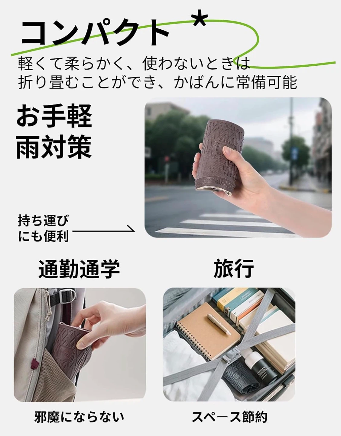 【美品】レインシューズカバー 防水 おしゃれ ベージュ ブラック 2色セットの写真5枚目