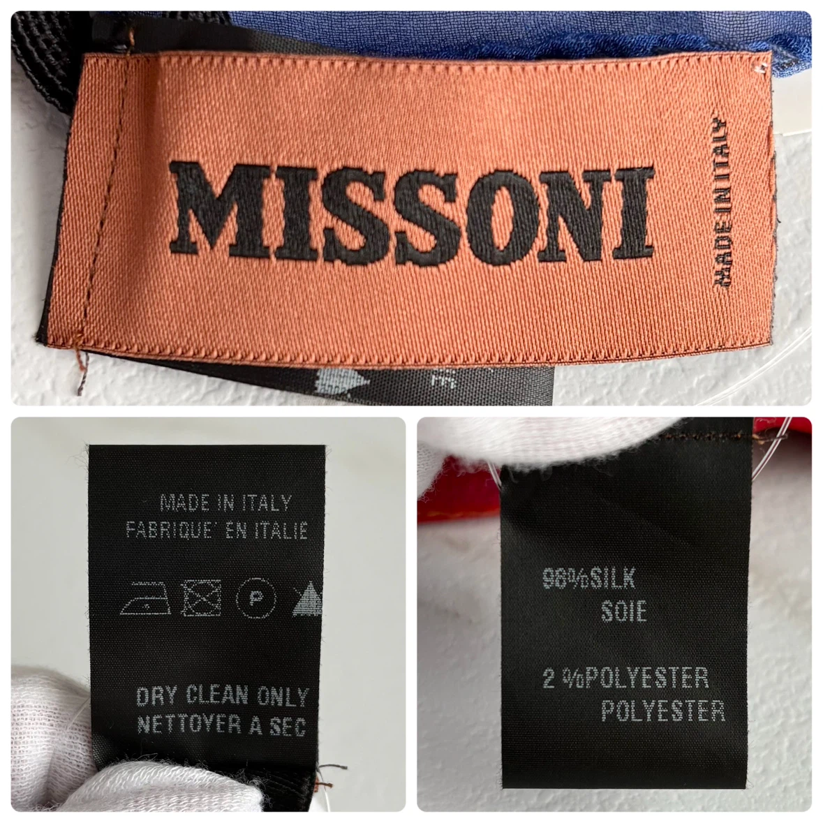 MISSONI 大判シルクストール マルチカラー シェブロン柄 イタリア製 オレンジタグ 定価¥33,000-の写真4枚目