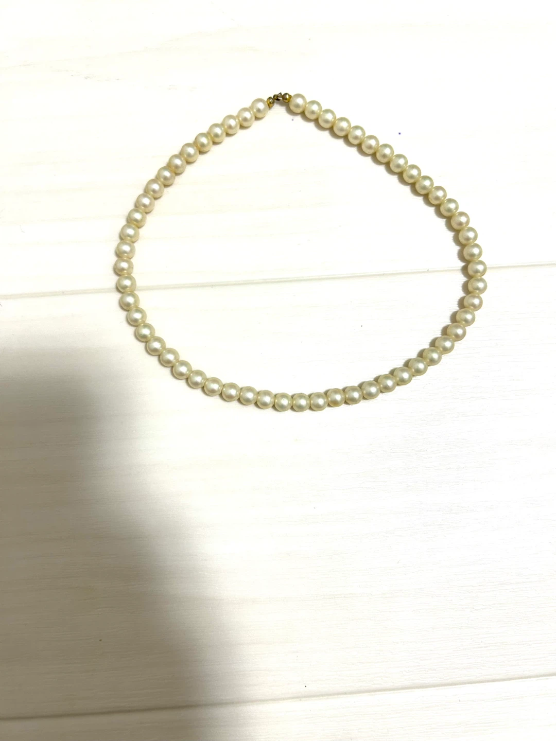 クラシック パールネックレス 全長約40cm クリーム系 冠婚葬祭・普段使い