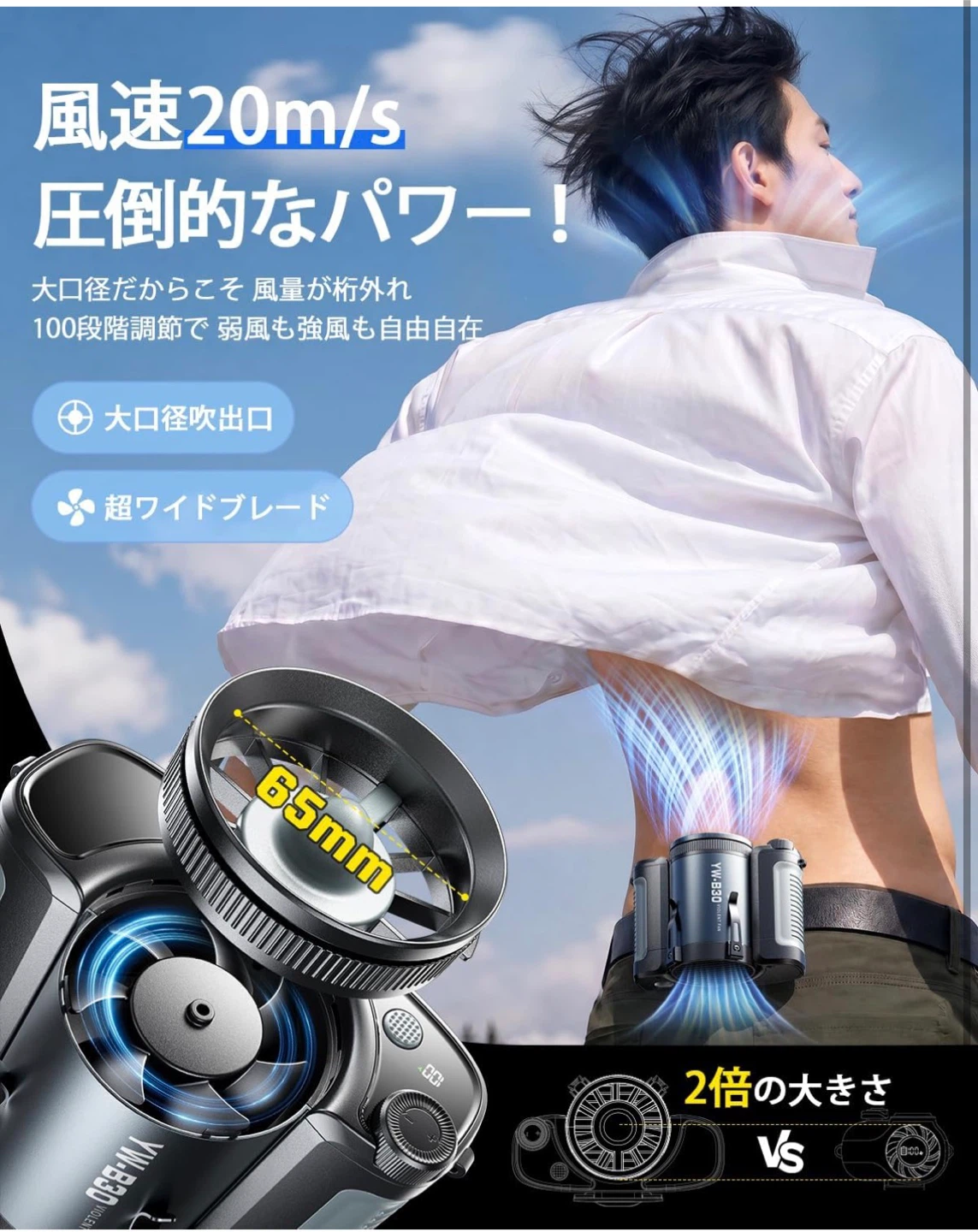 多機能ポータブルファン YW-B30 LEDライト付きの写真2枚目