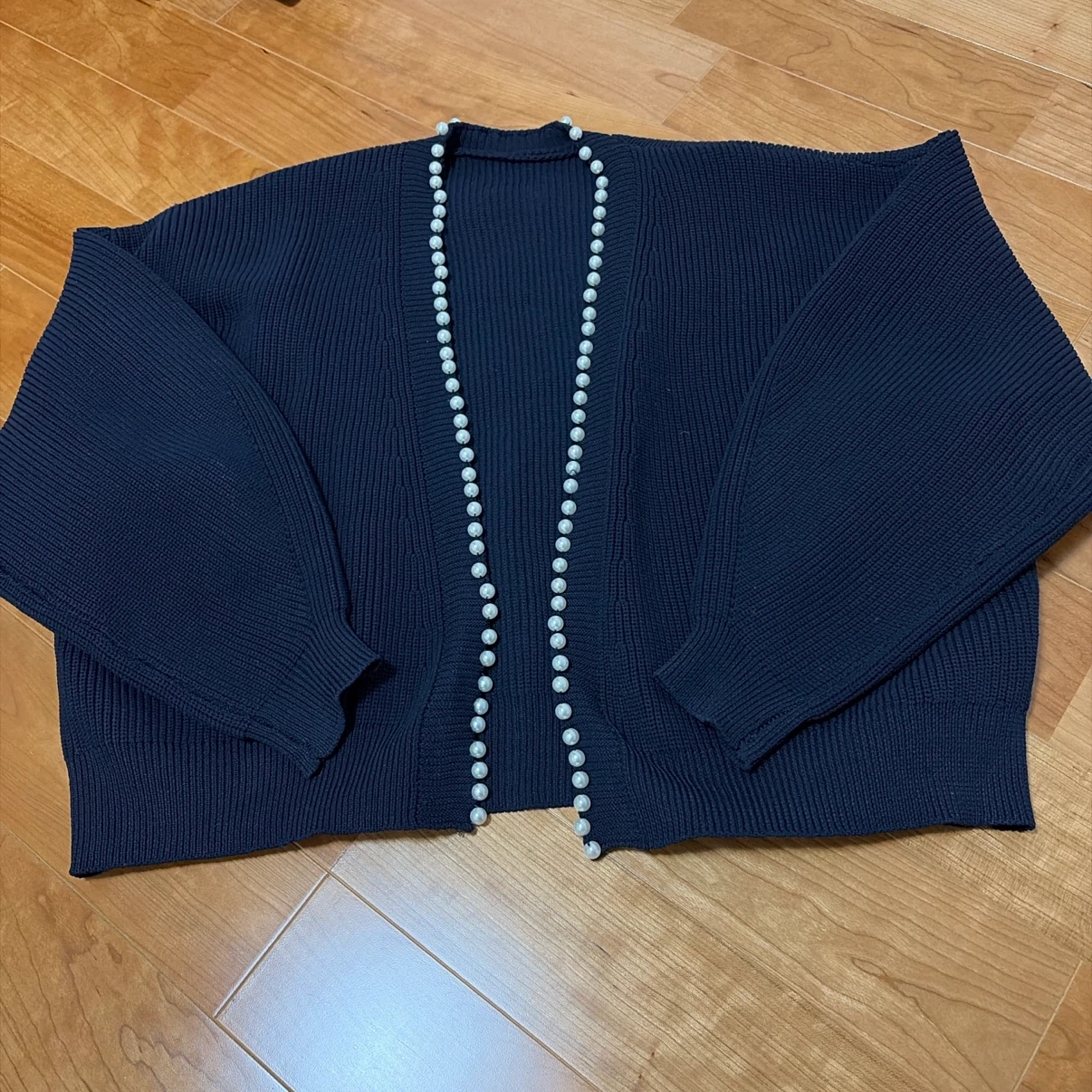 シーイン パール付きカーディガン ブラック Mサイズ