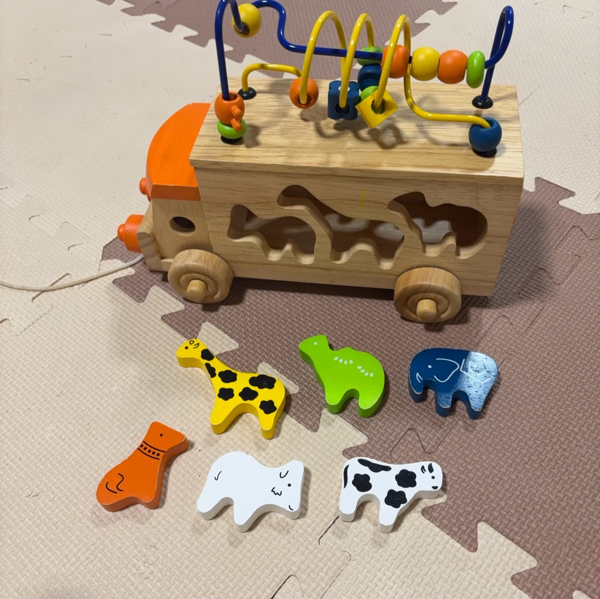 木製 動物パズル プルトイ ルーピング