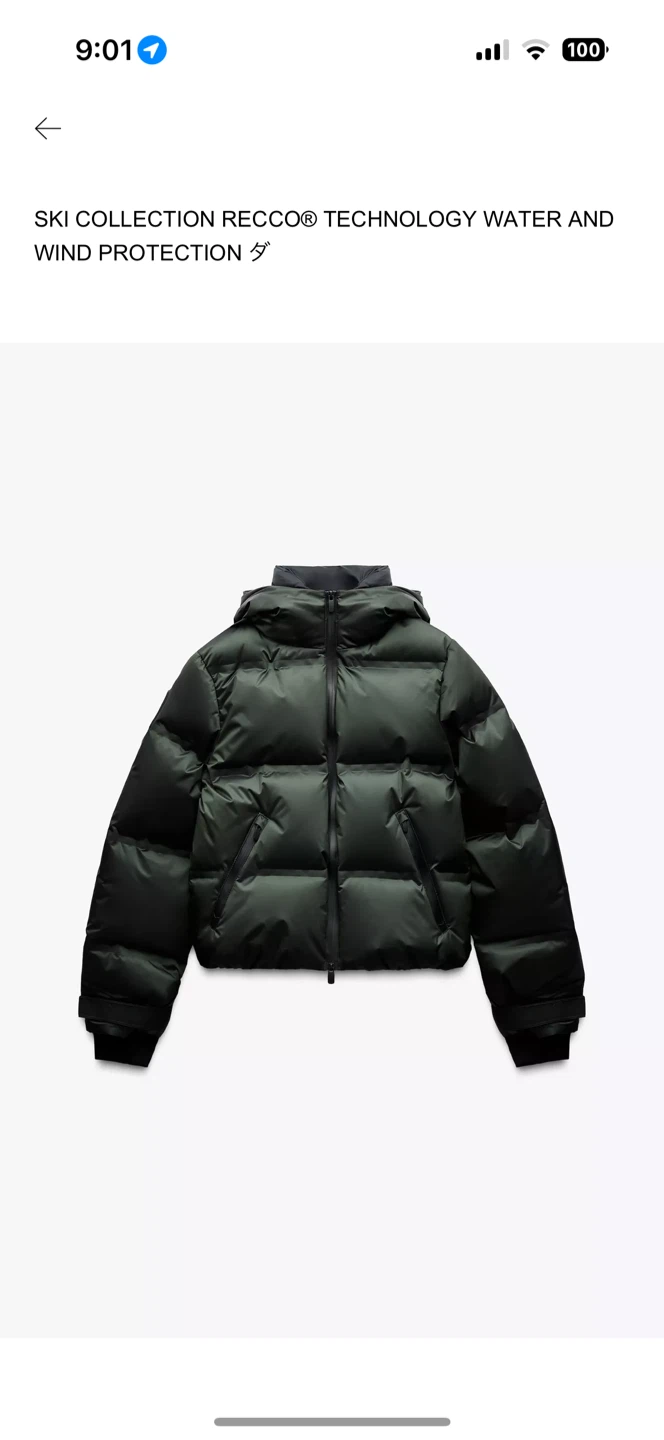ZARA SKIコレクション 高級ダウンジャケット（Sサイズ／ガーメントケース付）
