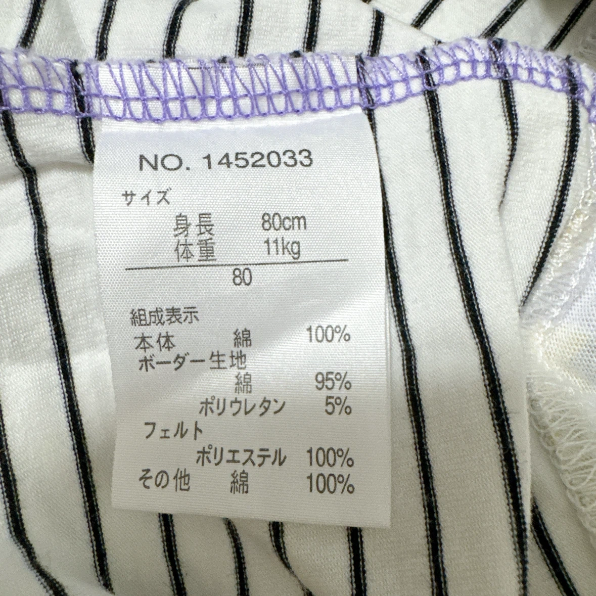USED/89〜91.【3着】ベビーロンパース80cmの写真6枚目