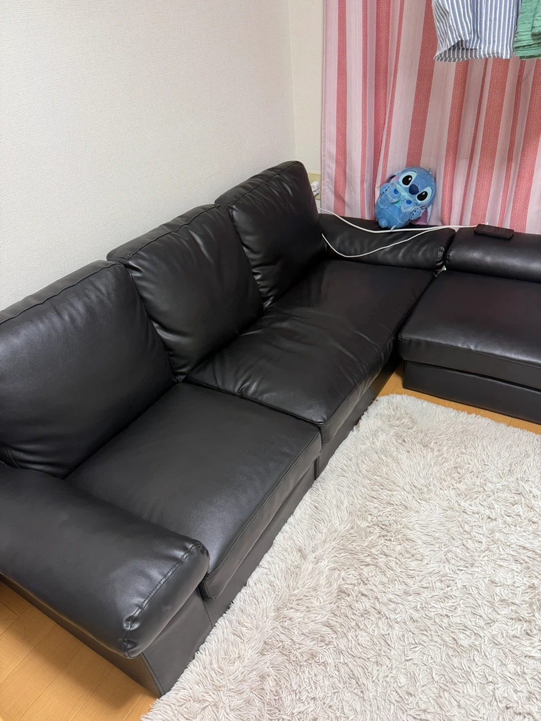 ブラック 3人掛けカウチソファ|美品・引き取り限定