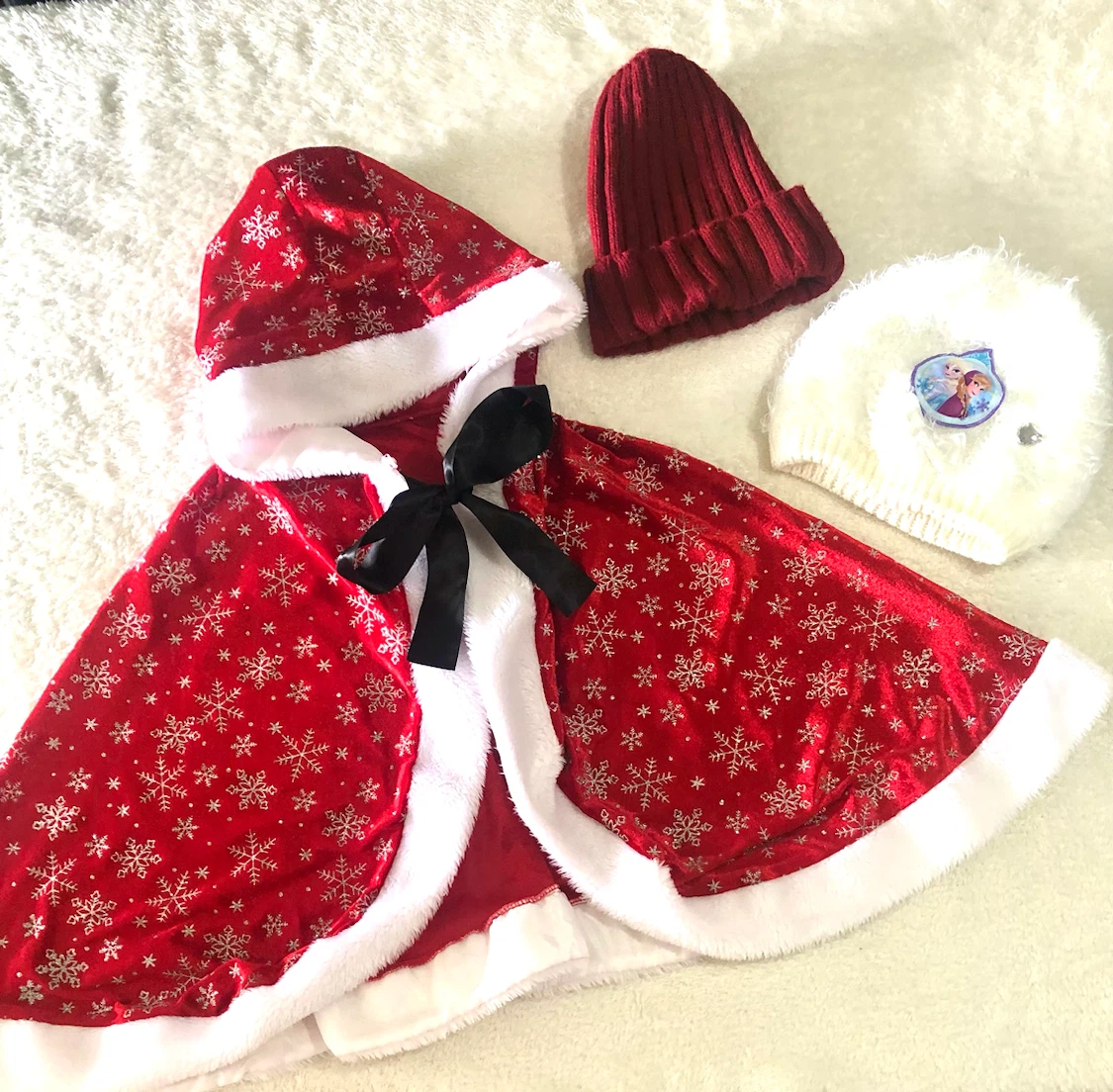 👧✨クリスマス衣装 マント＆ニット帽セット🌟✨