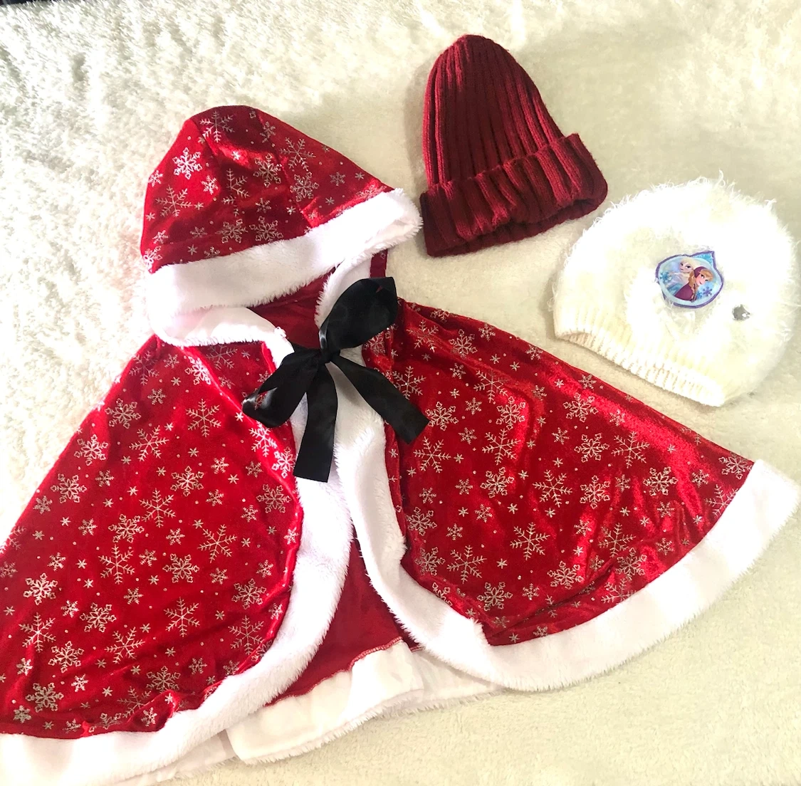 👧✨クリスマス衣装 マント&ニット帽セット🌟✨