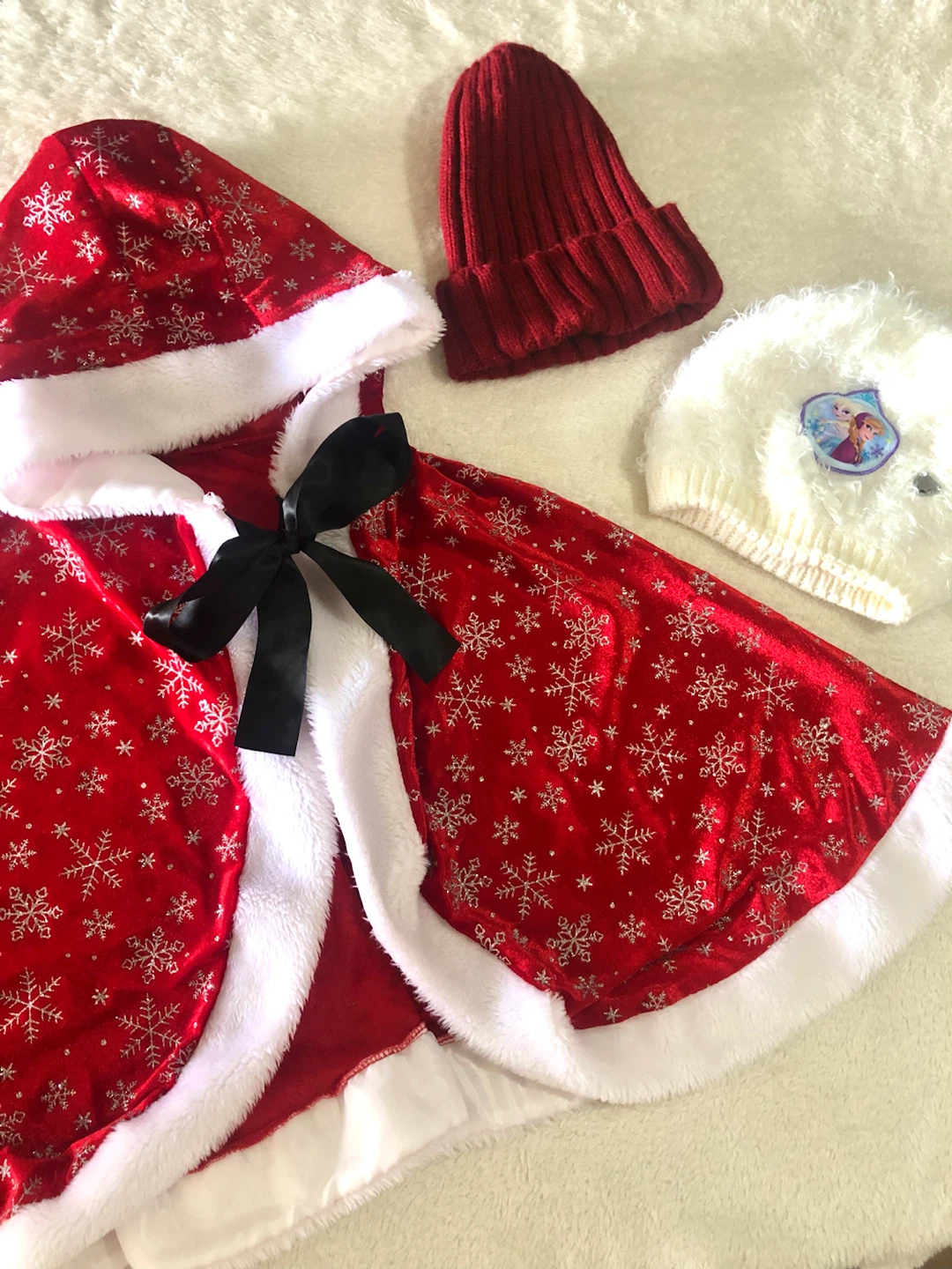 👧✨クリスマス衣装 マント＆ニット帽セット🌟✨の写真2枚目