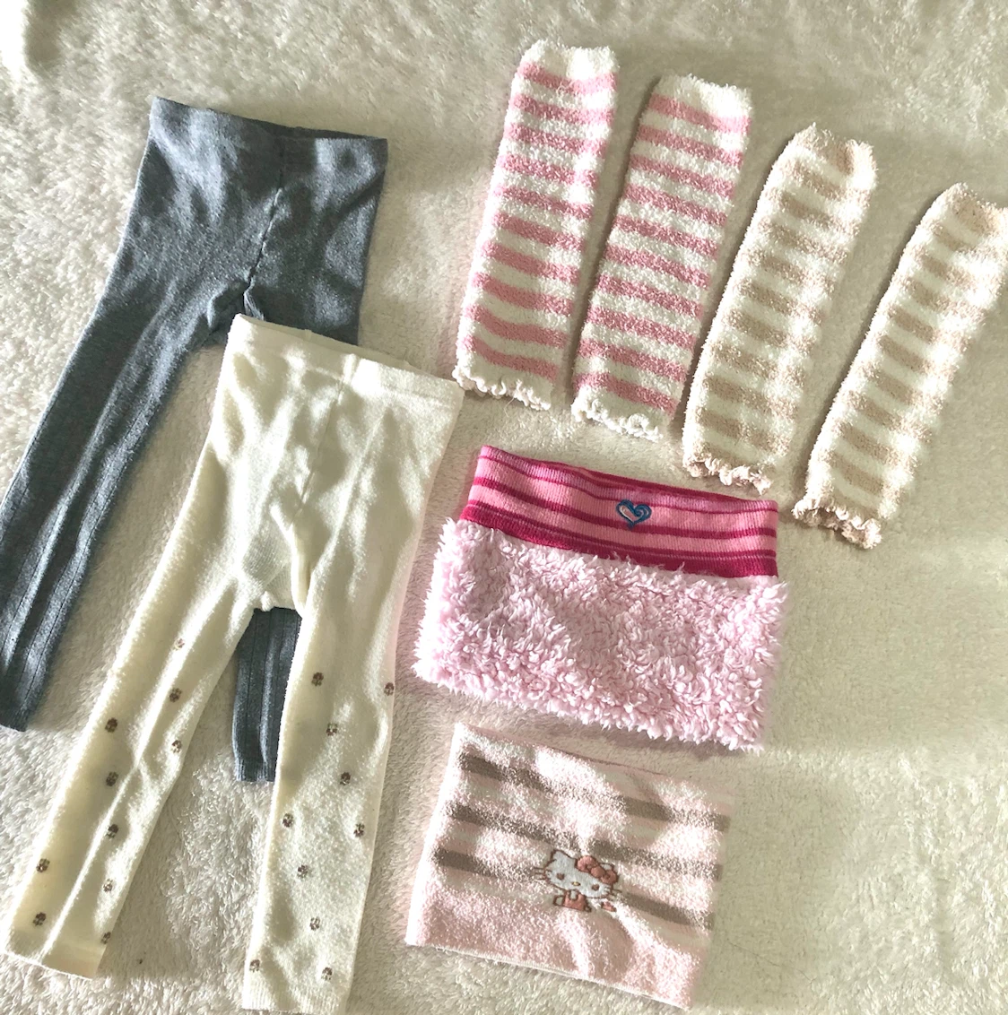 👧✨子供服6点セット：レギンス、レッグウォーマー、スカーフ
