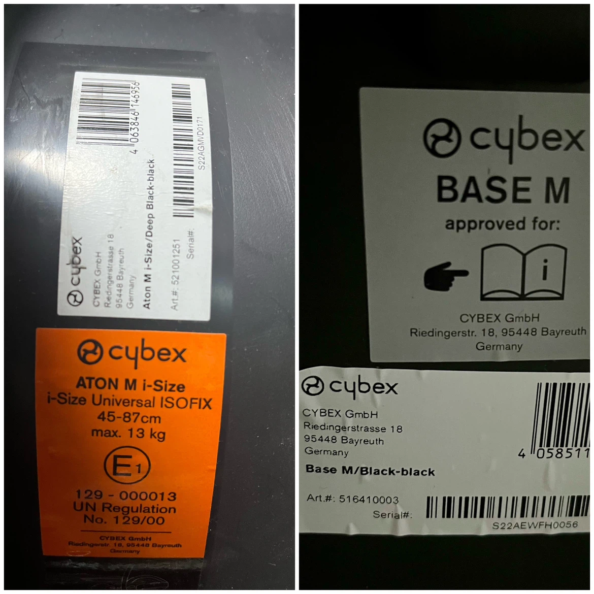 【美品/半年使用】CYBEX エイトンM＋Base M 2点セット／ISOFIX 新生児の写真9枚目