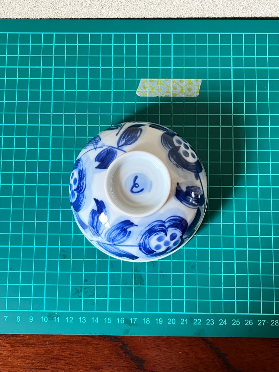 藍染 花柄 茶碗 陶器 飯碗の写真3枚目