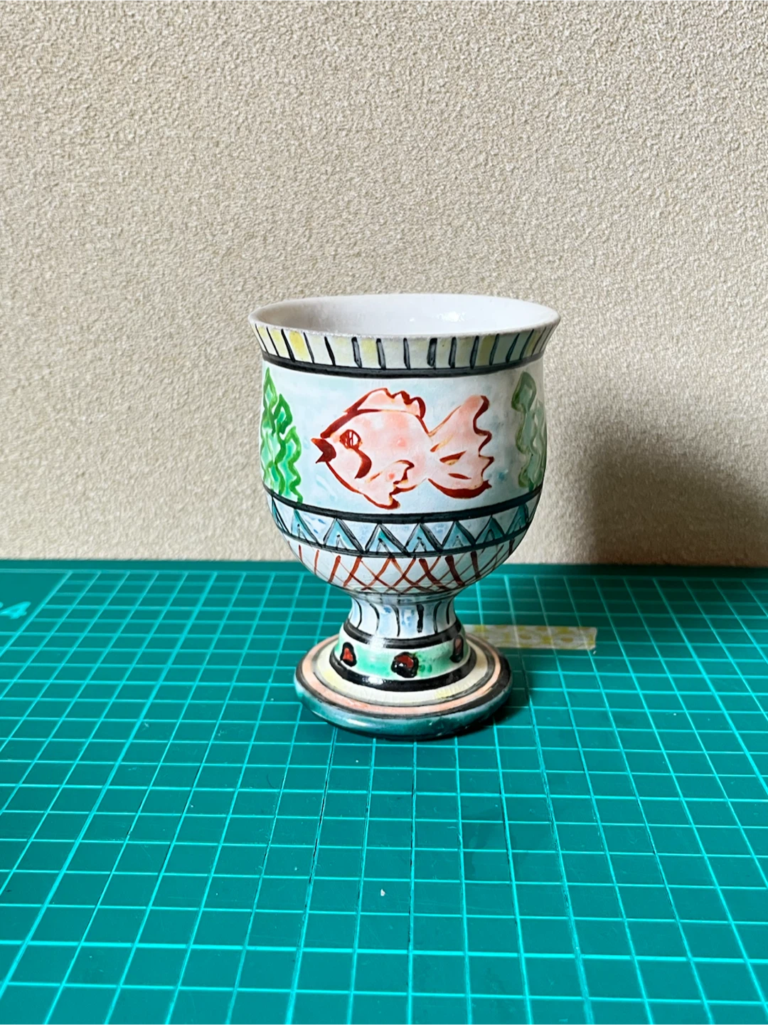 金魚柄 陶器製 ゴブレット