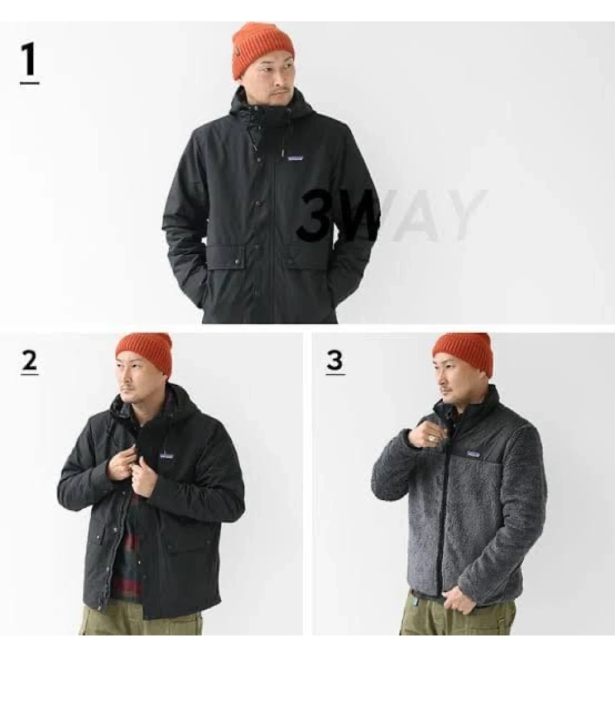 Patagonia ブラック 3Wayマウンテンパーカーの写真5枚目