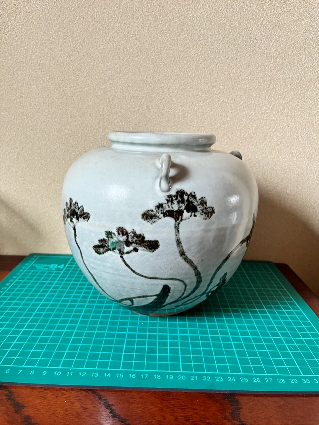 花柄 陶器製 花瓶 壺