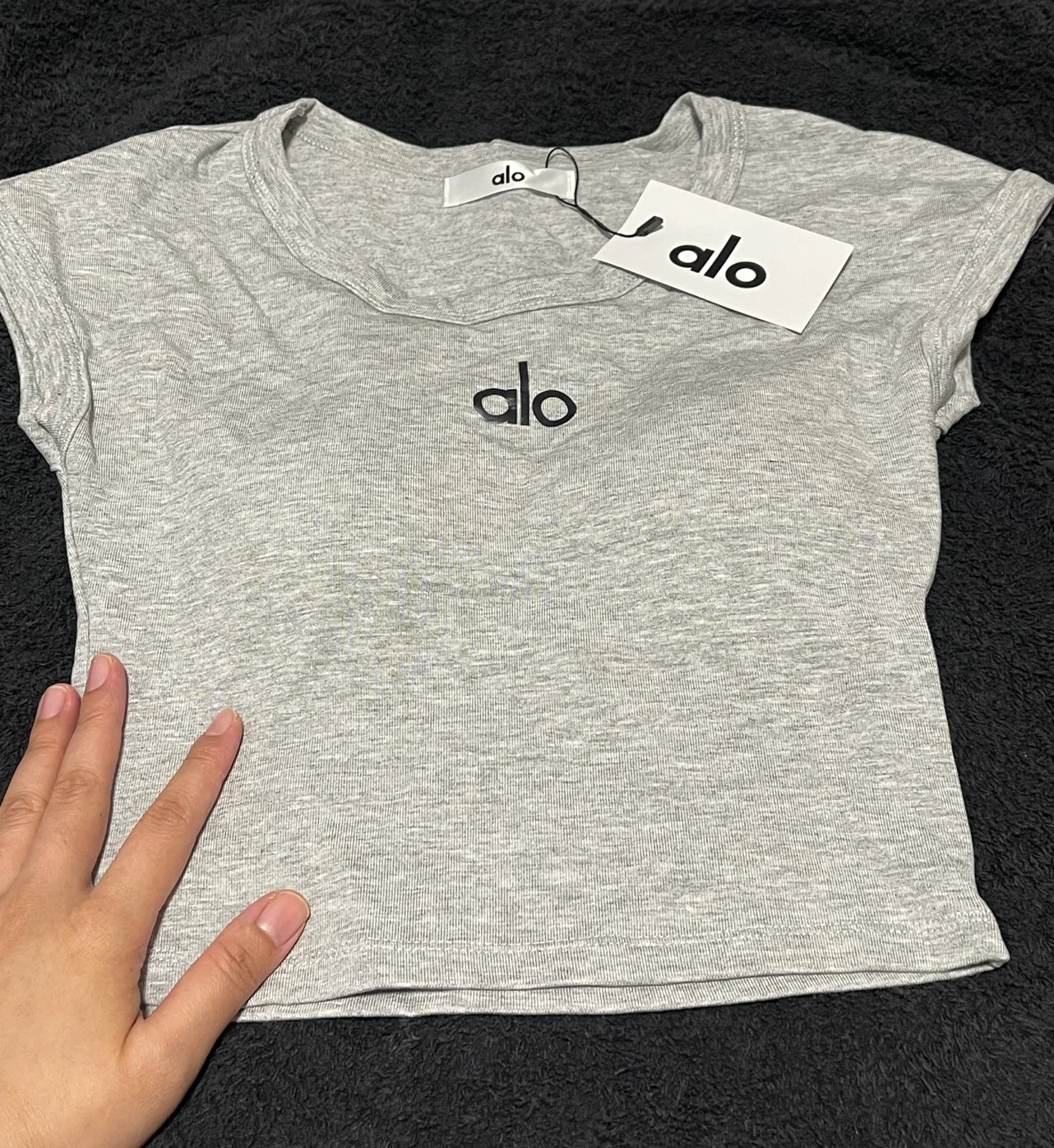アロヨガ クロップドTシャツ グレー