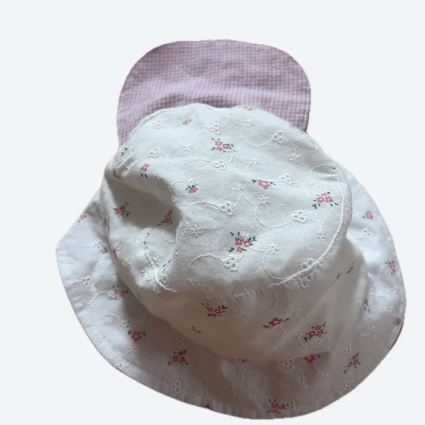 ベビー用 花柄刺繍ハット ピンク