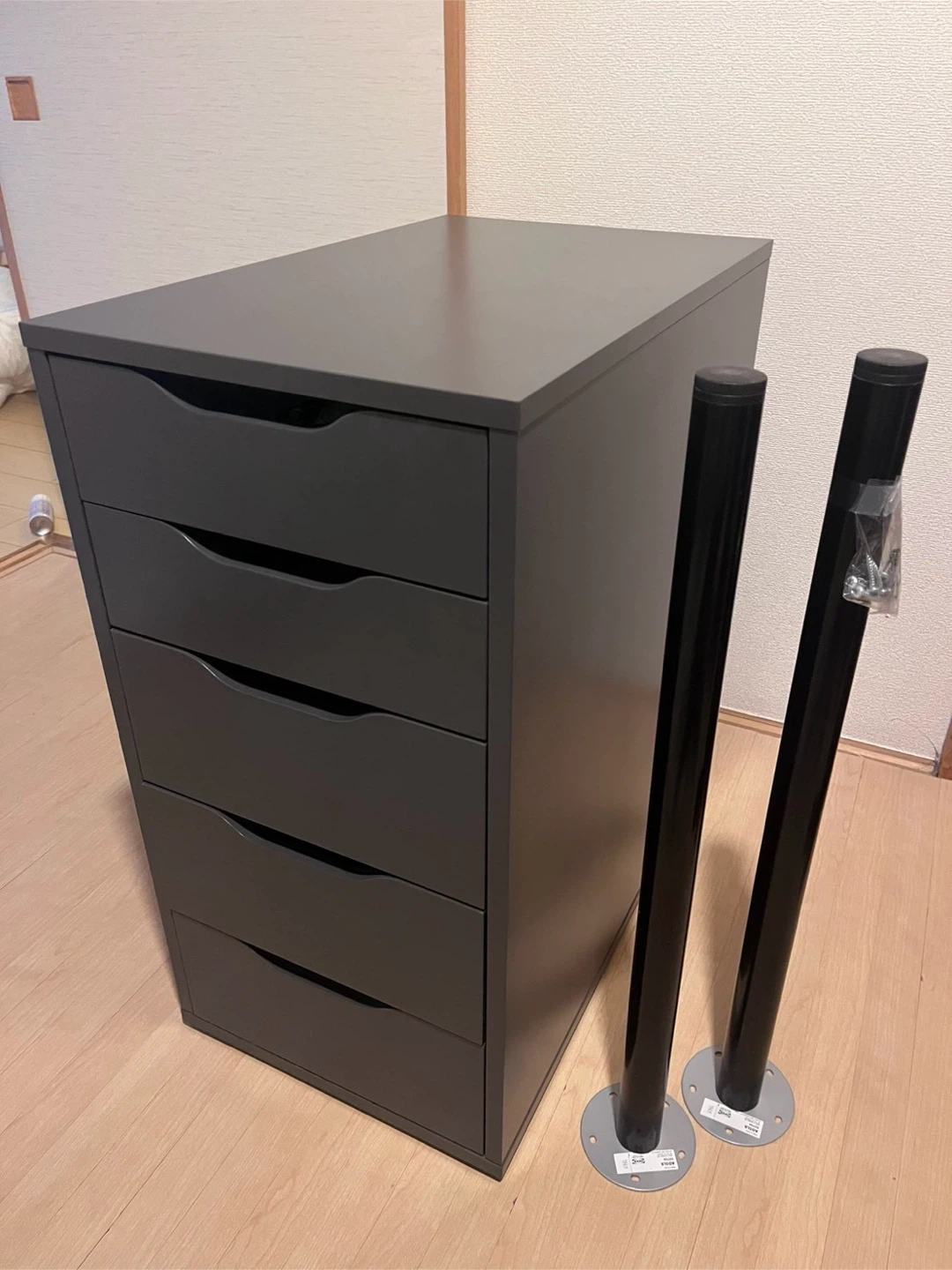 イケア アレクス 引き出しユニット　脚付