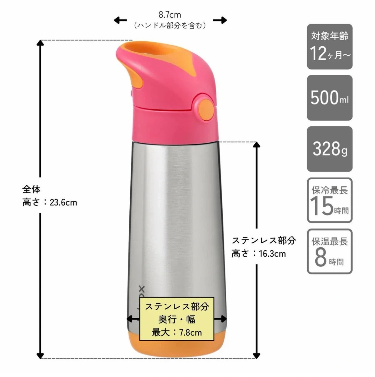 【新品・未使用】ビーボックス ストロー水筒 ミッドナイト 500mlの写真5枚目