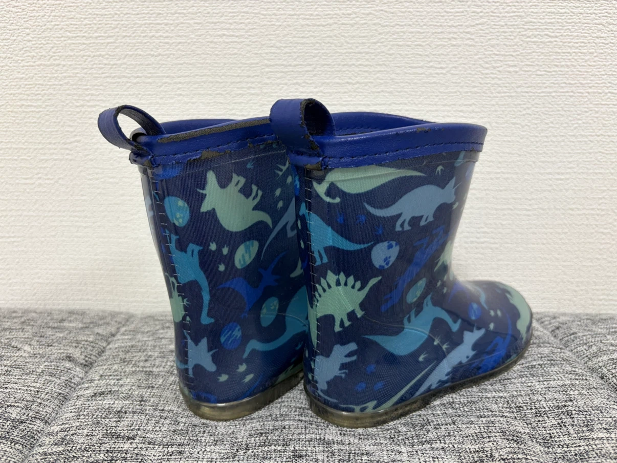 恐竜柄 キッズレインブーツ ブルー 17.0cmの写真2枚目