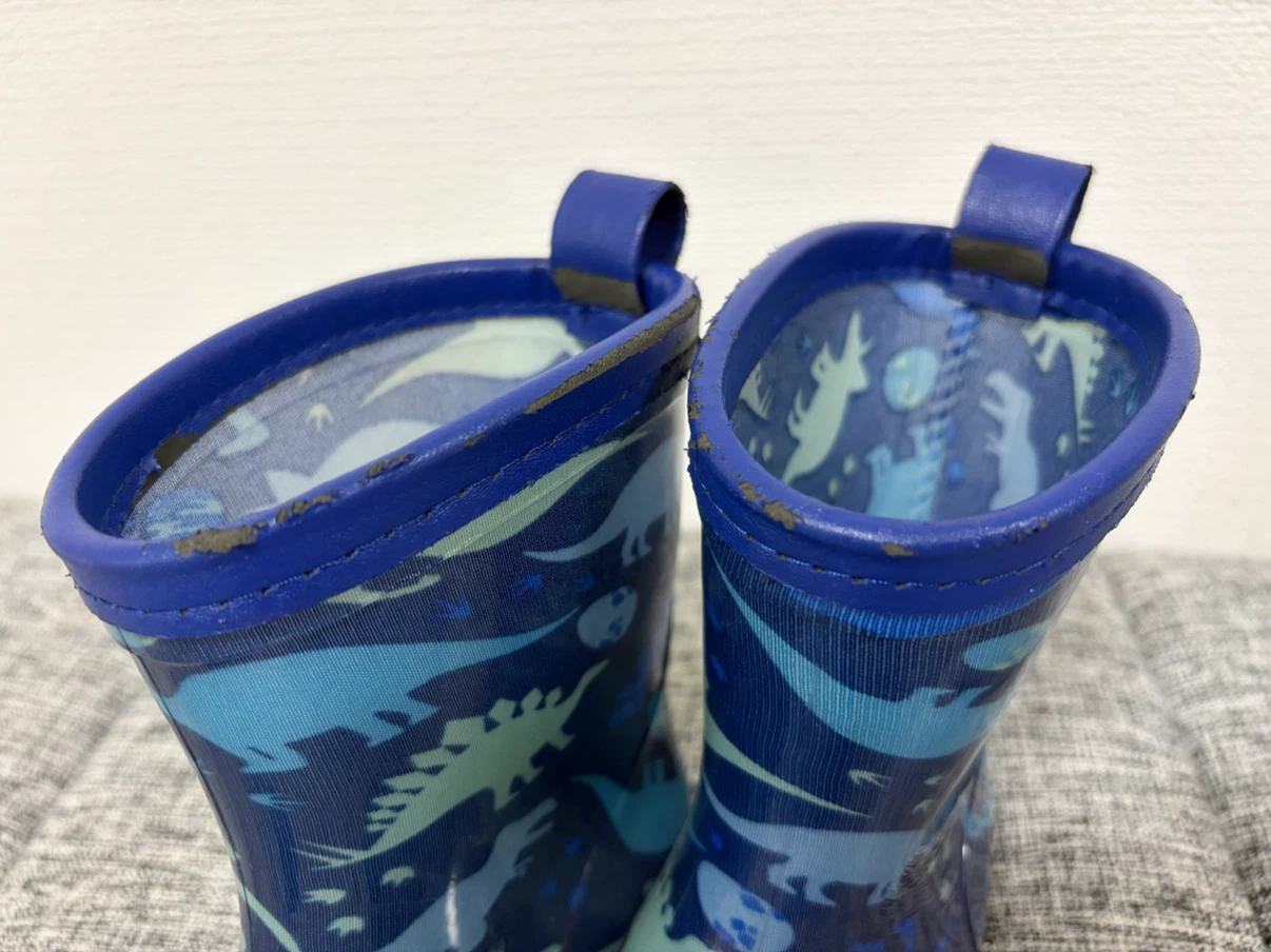恐竜柄 キッズレインブーツ ブルー 17.0cmの写真4枚目