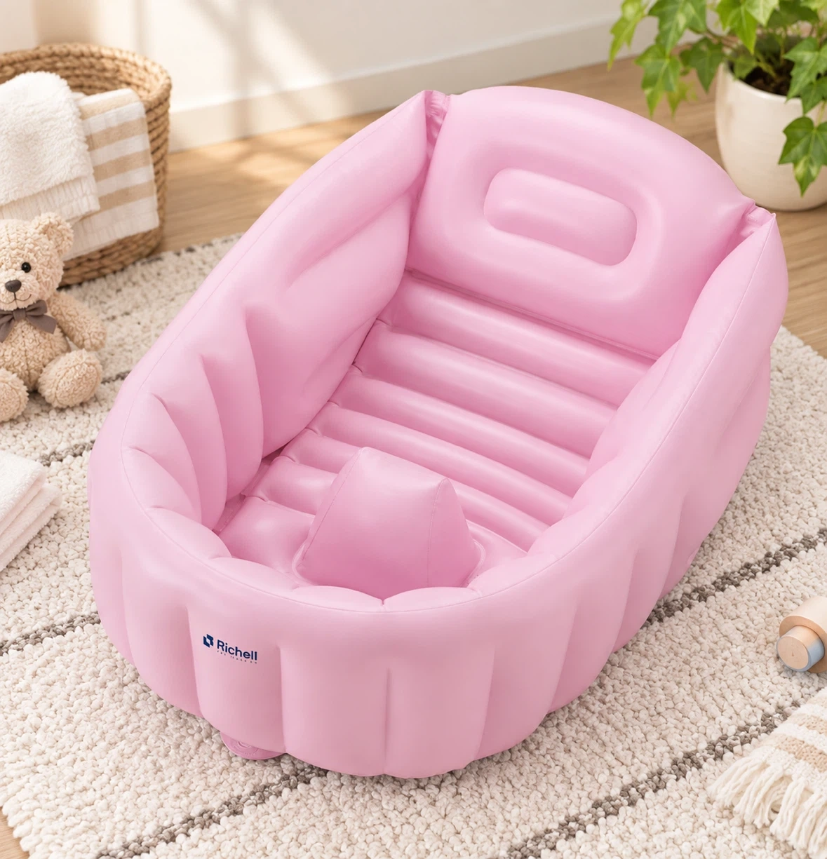 リッチェル ふかふかベビーバス ピンク 沐浴 ベビー用品