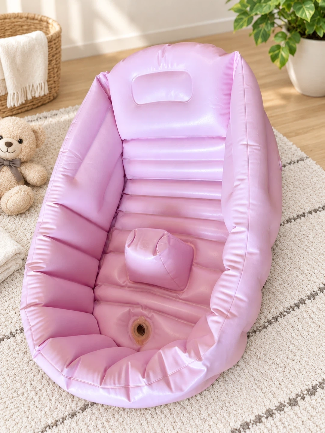 リッチェル ふかふかベビーバス ピンク 沐浴 ベビー用品の写真2枚目