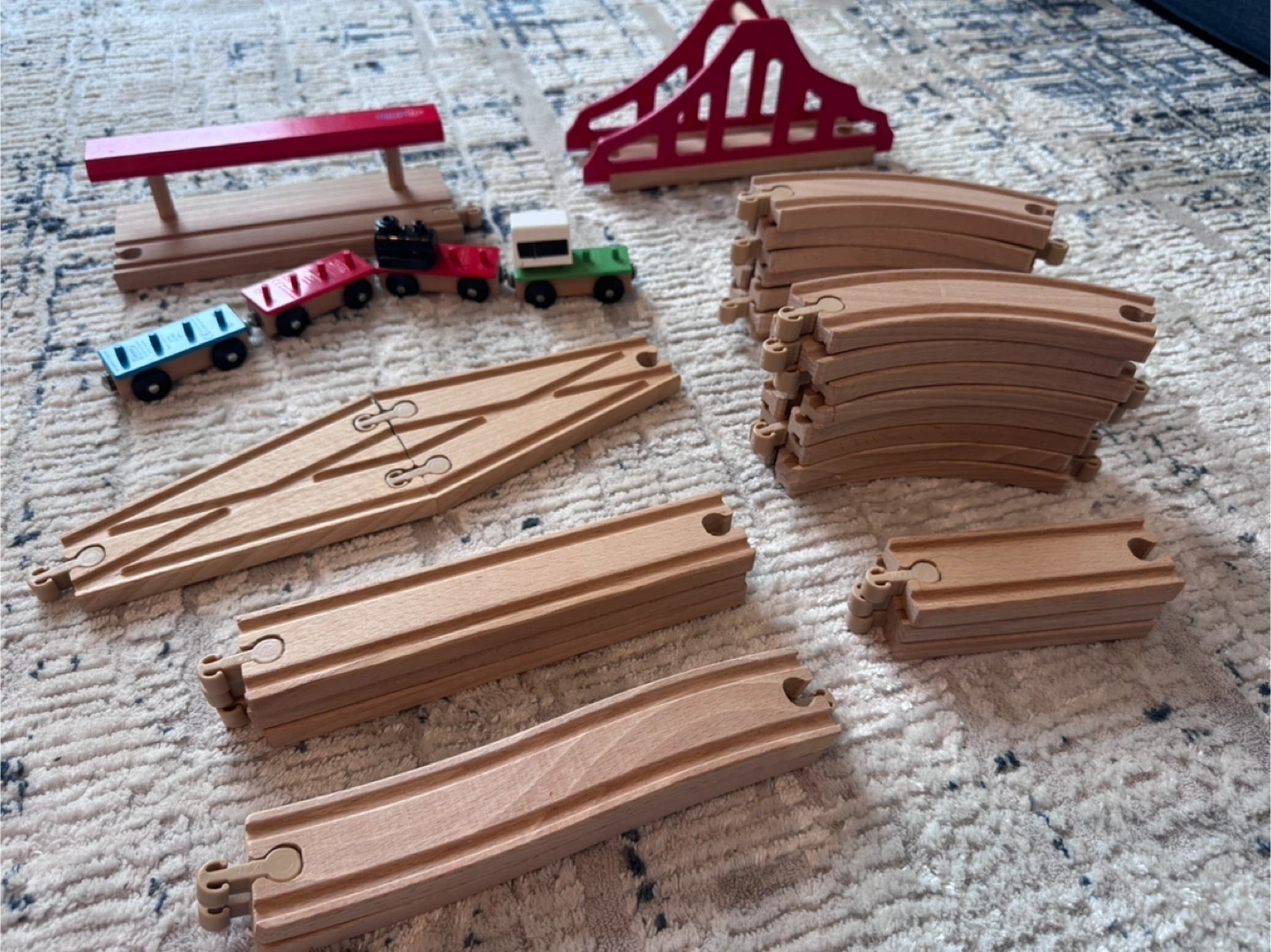 MICKI +IKEA 木製レール 大容量セット🚂 橋・駅・電車・街パーツの写真2枚目