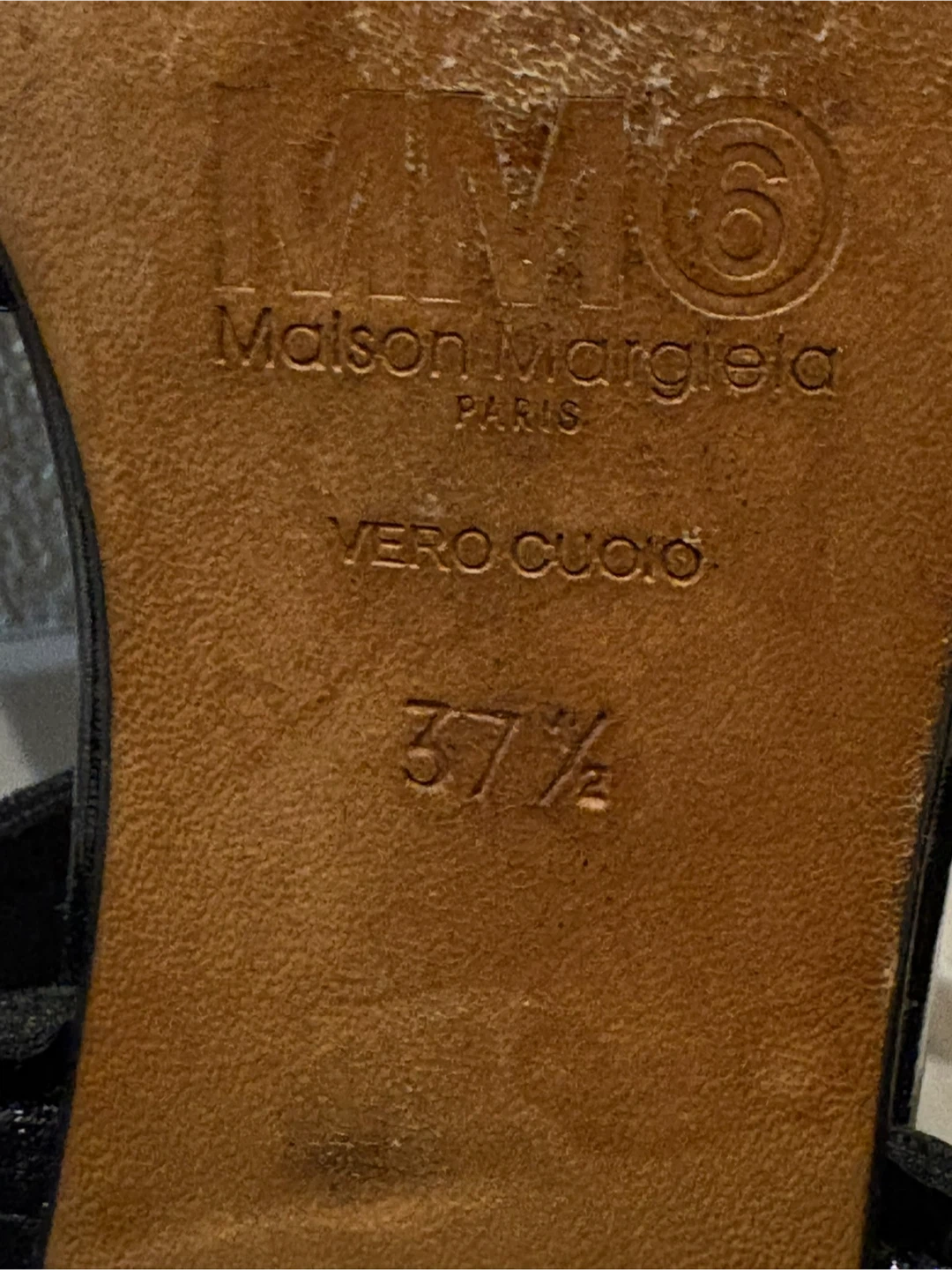 MM6 Maison Margiela サンダル 37.5 ブラック エナメルの写真6枚目