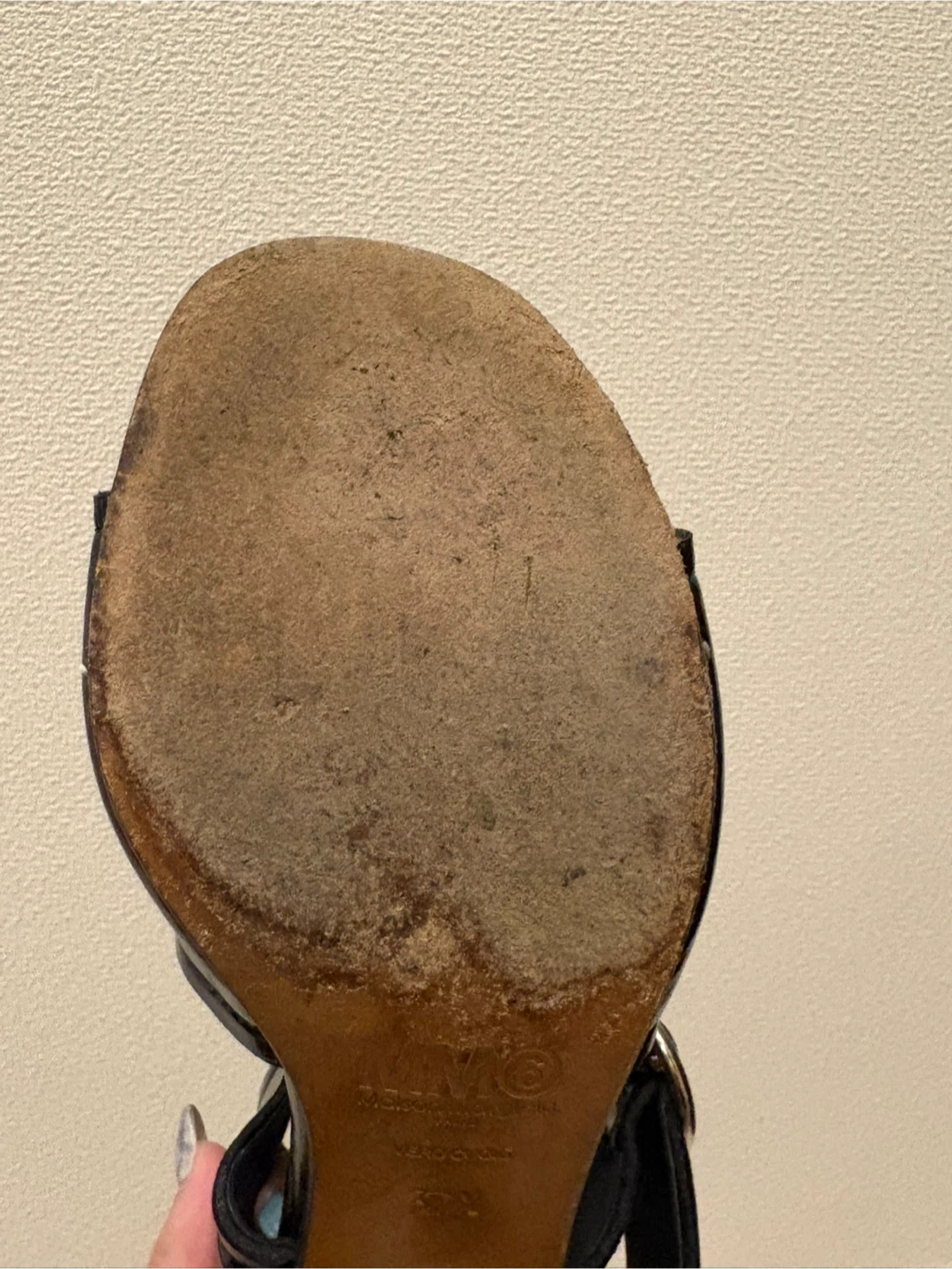 MM6 Maison Margiela サンダル 37.5 ブラック エナメルの写真8枚目
