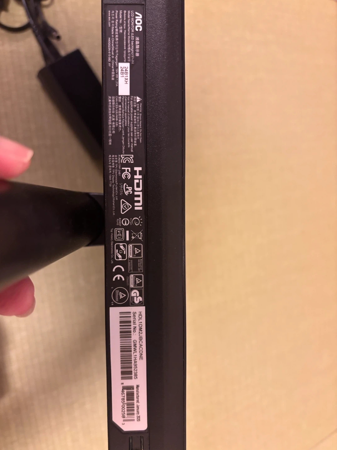 美品 AOC 23.8インチ モニター 24B1XHの写真6枚目