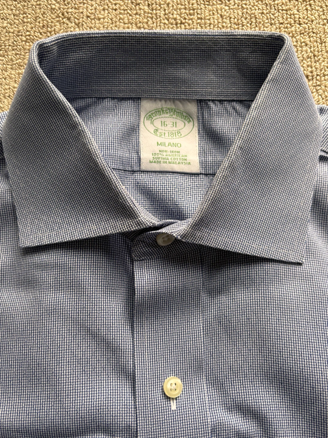 BROOKS BROTHERS/ブルックスブラザーズ　ドレスシャツ（ブルー　ワイドカラー）の写真3枚目