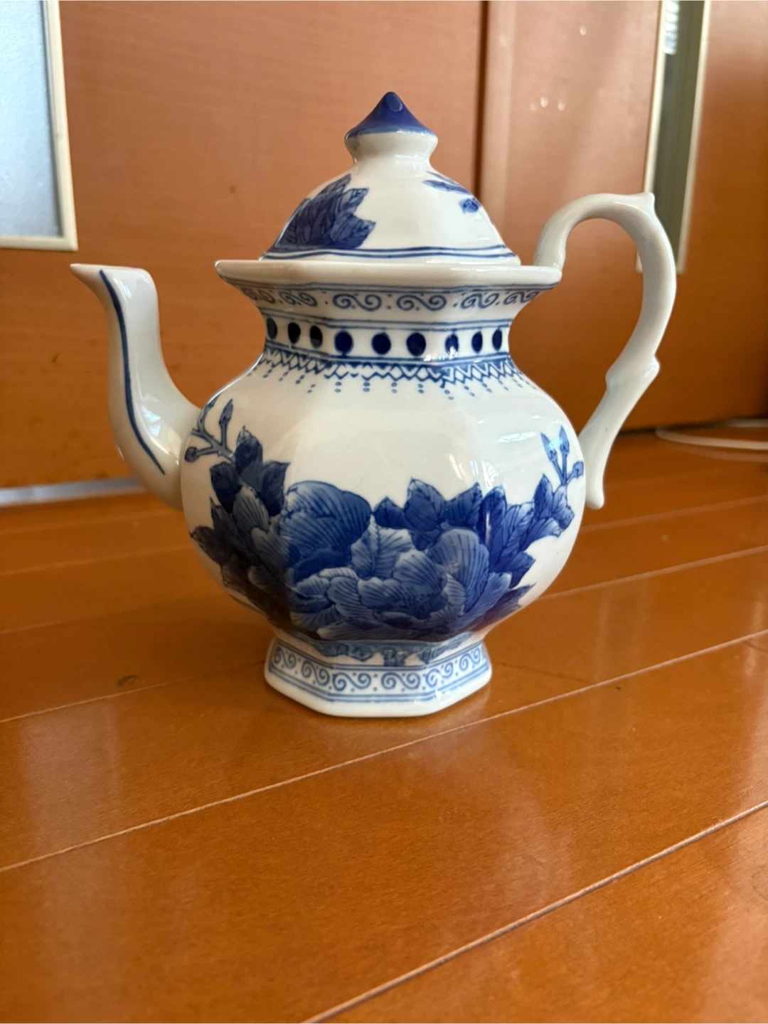 染付 ティーポット 花柄 陶器