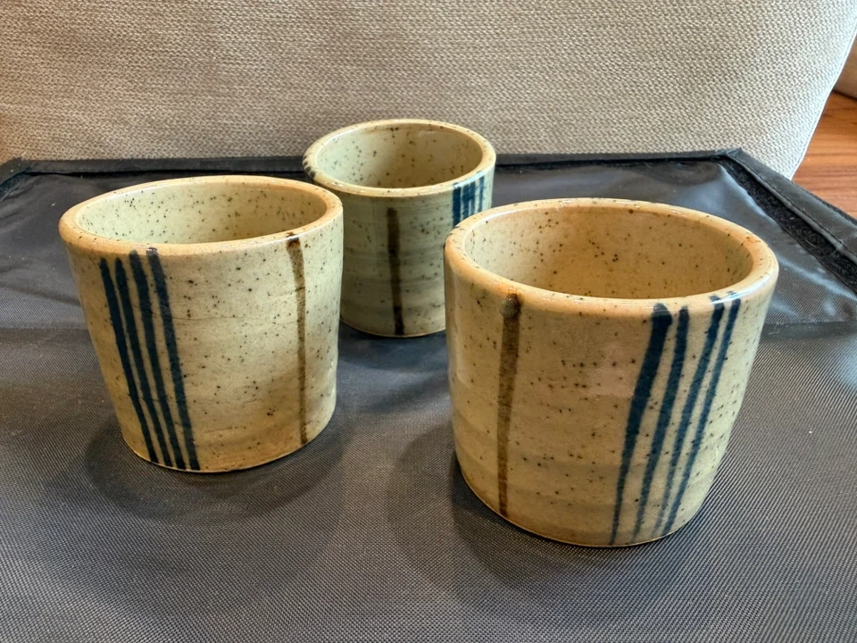 【ヴィンテージ】作家物 湯呑み・陶器フリーカップ 3個セット(ストライプ柄)の写真4枚目