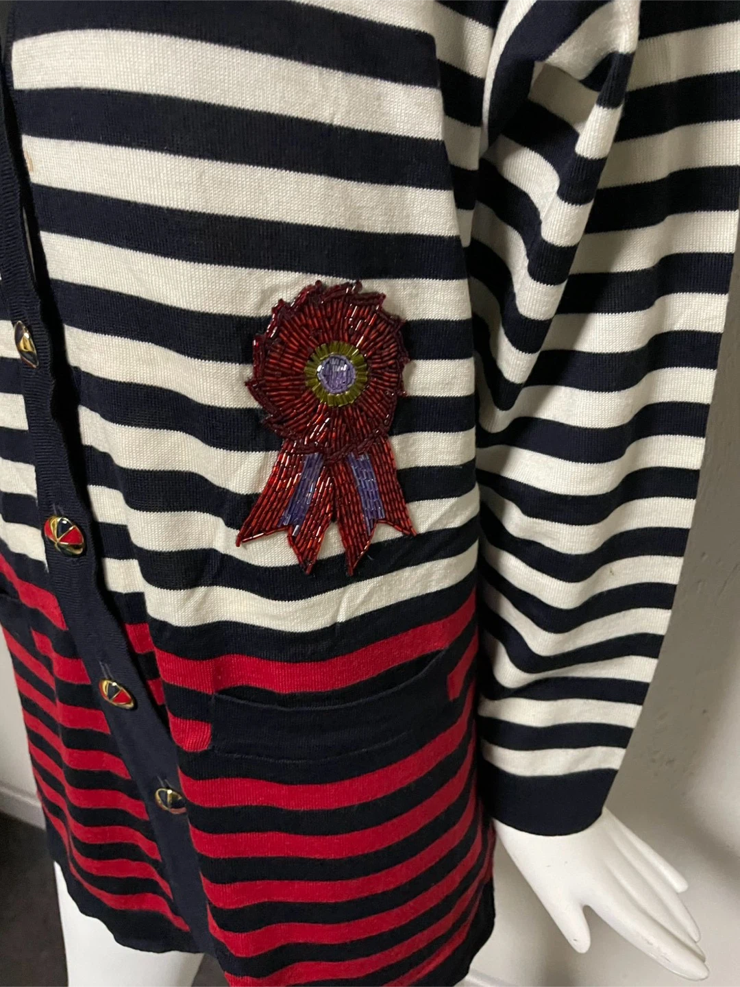ESCADA MARGARETHA LEY ボーダーカーディガン 38の写真2枚目