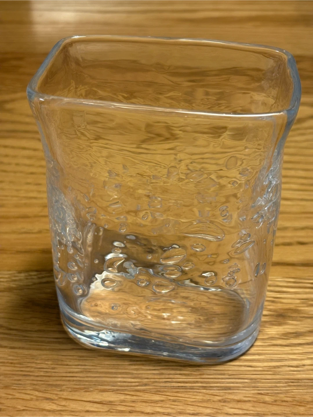 気泡ガラス 角型 フラワーベース 花瓶 ハンドメイド風