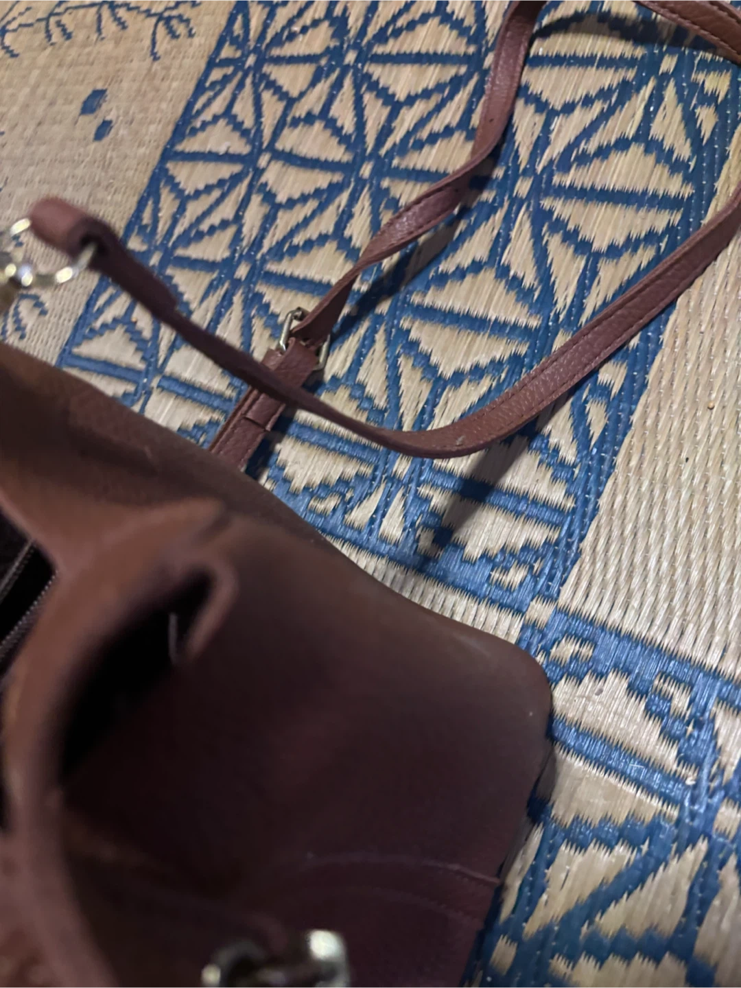ピコタン風バケットバッグ ポーチ付き ブラウン 2点セットの写真2枚目