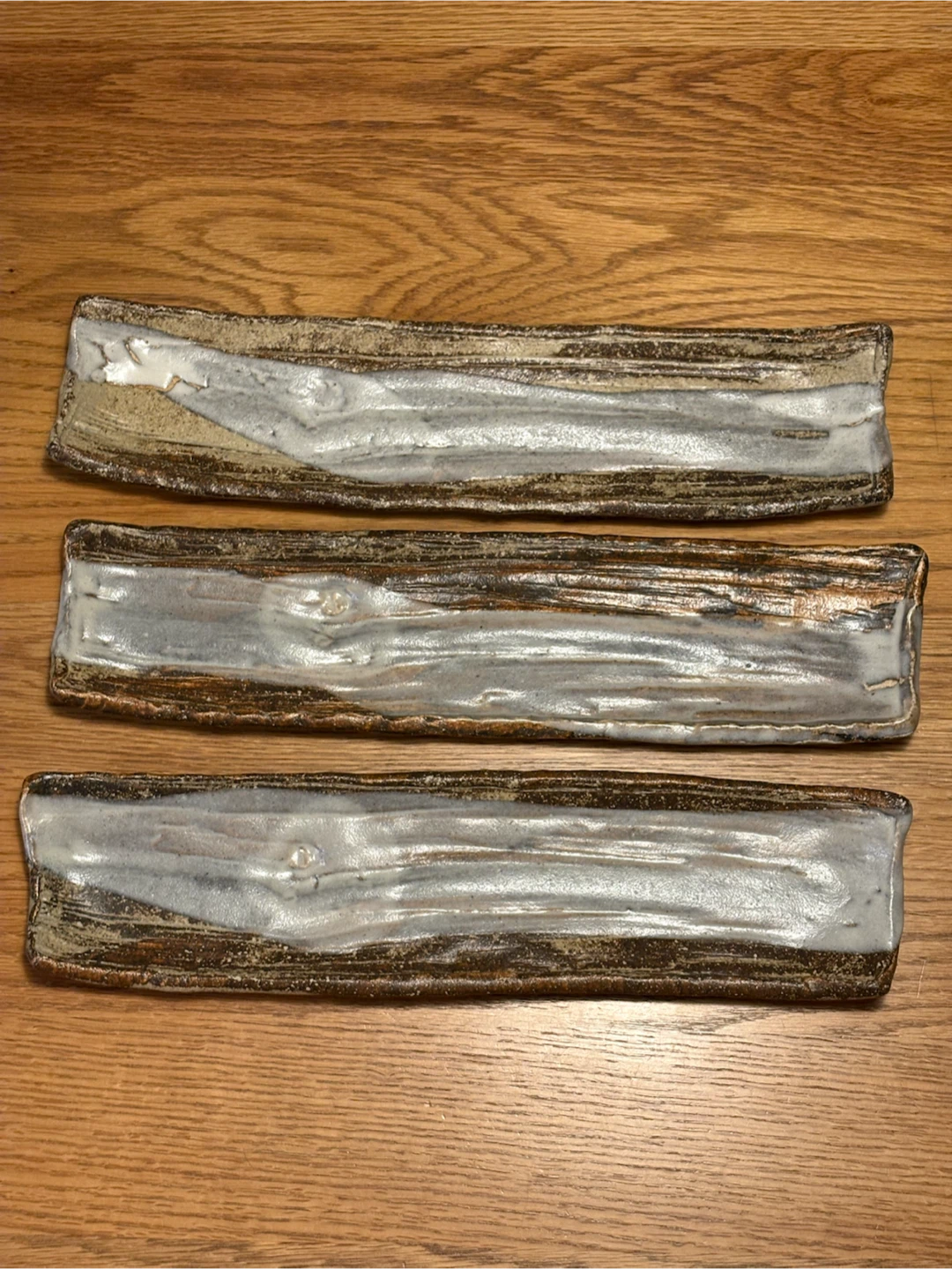 【銘あり】長角皿 3客セット 刷毛目 秋刀魚皿